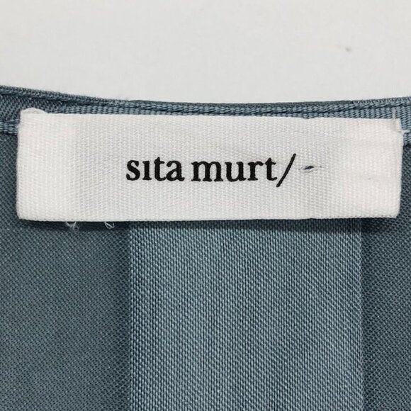 NWT Sita Murt teal blue mixed stripe Sleeveless maxi  dress waist tie size ~LG - Picture 7 of 16